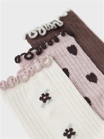 NAME IT 3-Pak Strømper Netti Peppercorn Burnished Lilac + Cloud Dancer